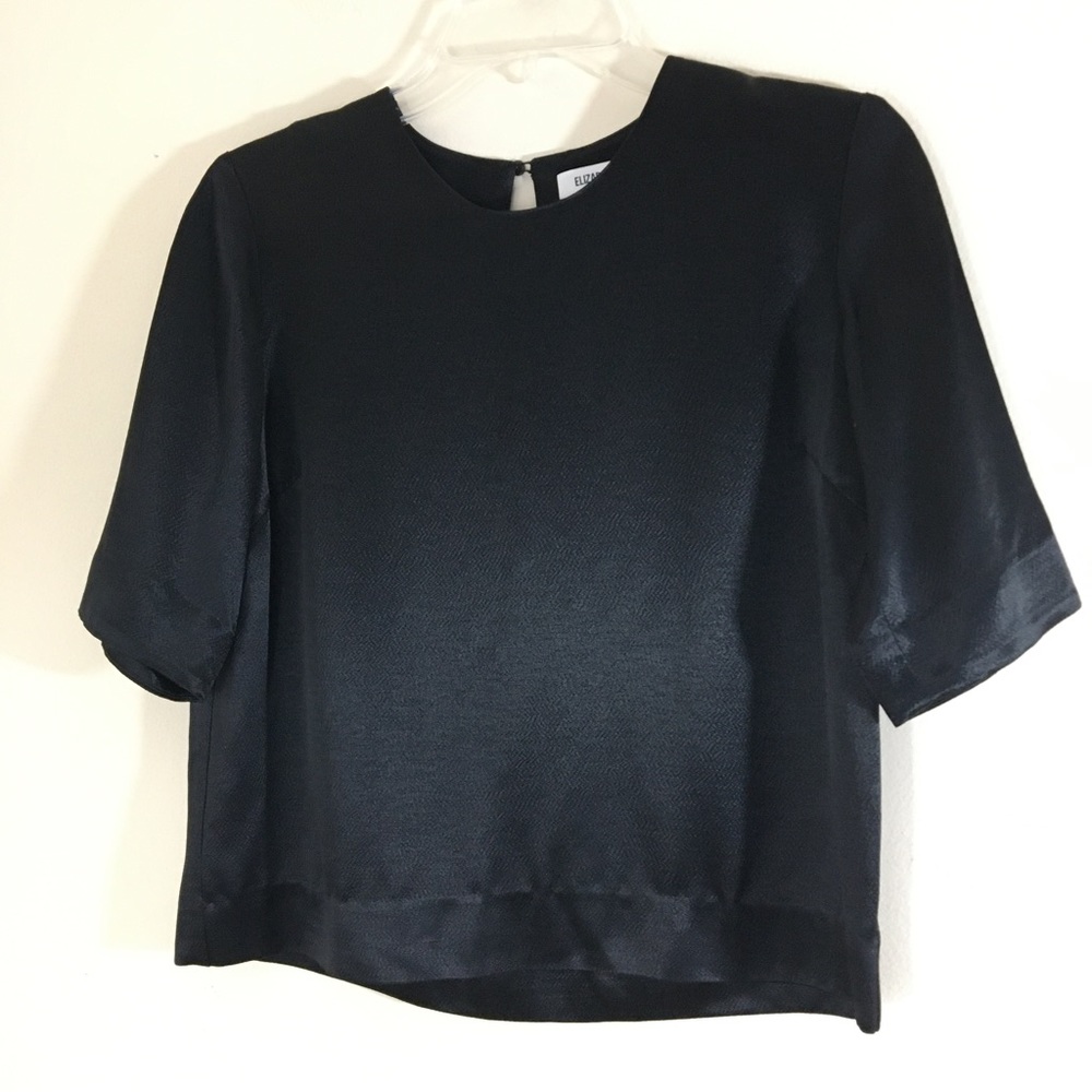 Elizabeth and James Black Top With Open Back Size Medium